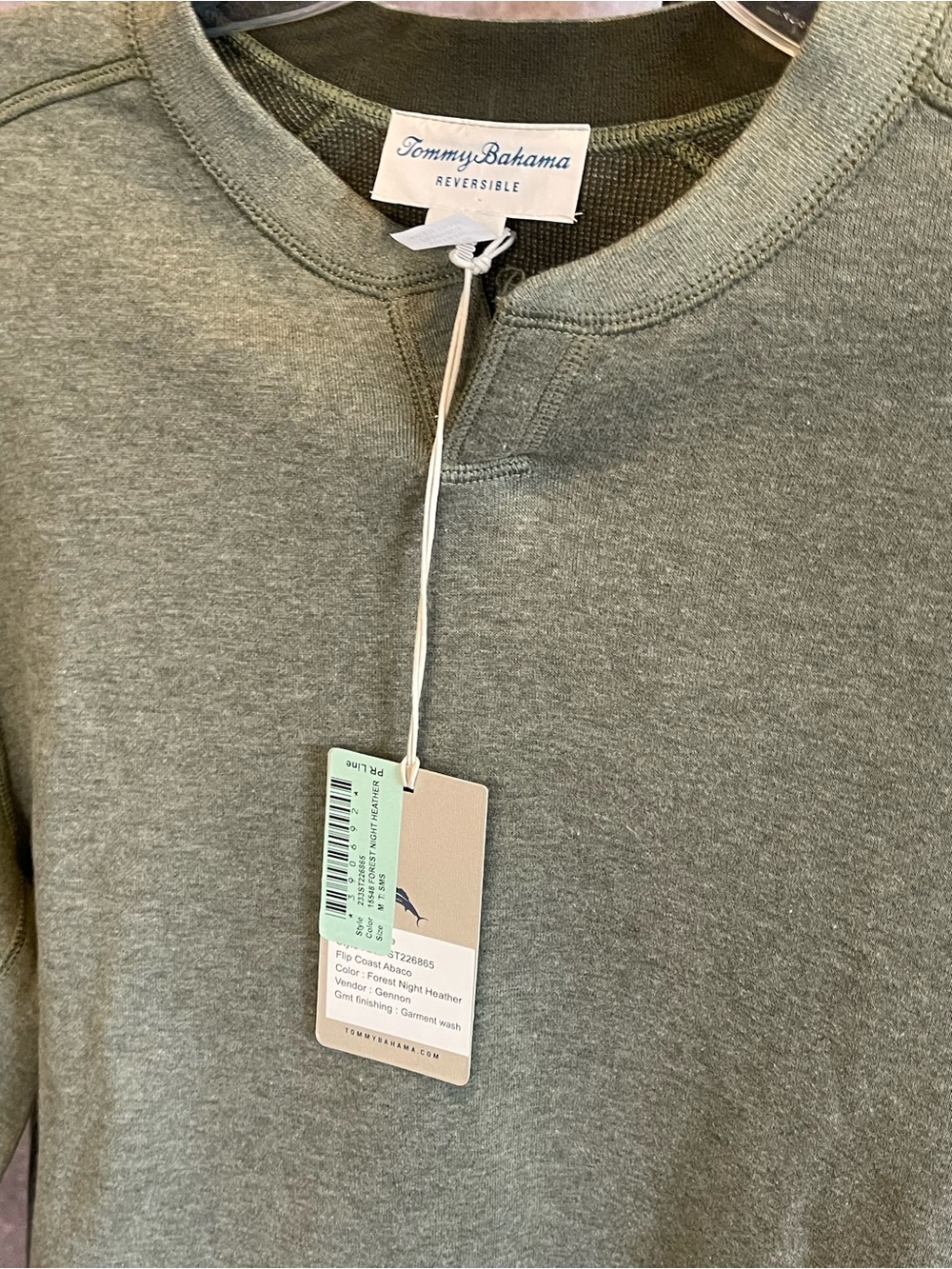Tommy Bahama Men's Reversible Green Crewneck Sweater Medium New with Tags
